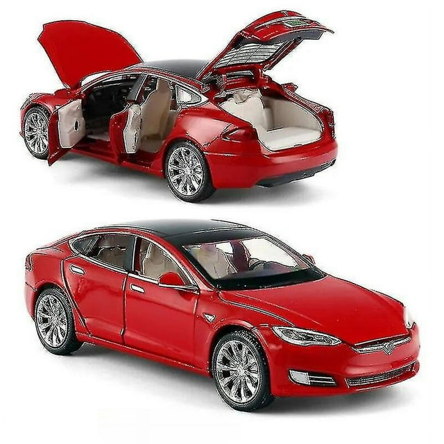 1/32 Tesla Model S Suv Toy Car Model Diecast Alloy Metal Miniature Sound Light Pull Back 1:32 Collection Gift For Boy Kid