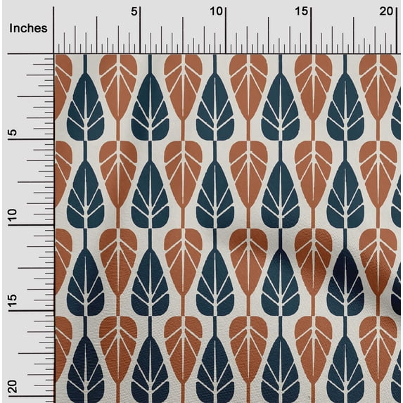 oneOone Cotton Jersey Rust Brown Fabric Leaves Block Fabric For Sewing Printed Craft Fabric By The Yard 58 Inch Wide
