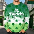 thumbnail image 2 of UVEASISHA St. Patrick's Day Long Sleeve Shirts for Men Fashion Letter Clover Print T-Shirt Comfy Casual Crewneck Pullover Holiday Fancy Graphic Tees Green XXL, 2 of 10