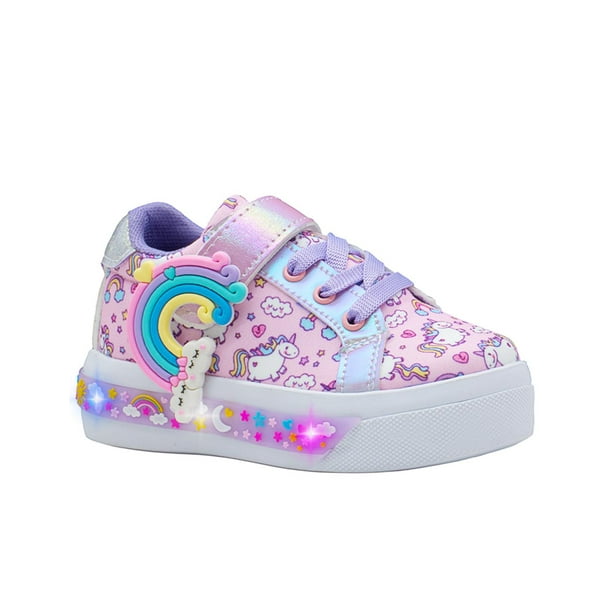 Tenis Luces Mosa Para Niña Unicornio Urbano Rosa/Lila lavanda 15