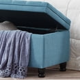 thumbnail image 6 of Knubmt Linen Storage Bench for Home, Living Room, Upholstered Stools with Wooden Legs, Light Blue, 6 of 9