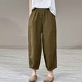 thumbnail image 2 of ShomPort Cotton Linen Lantern Pants for Women Summer Boho Wide Leg Pants Elastic Waist Vacation Pants with Pockets, 2 of 8