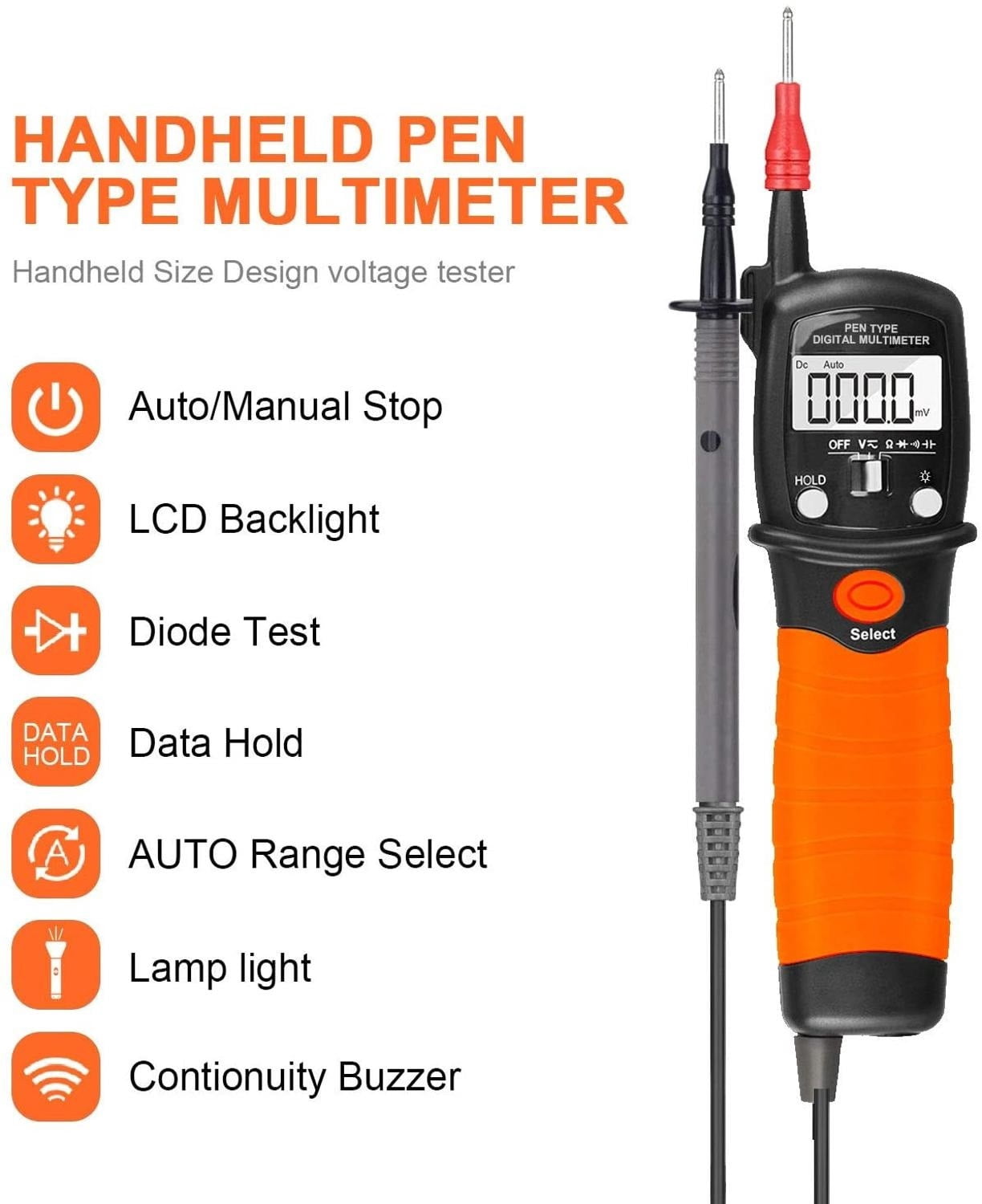 Digital Multimeter, Voltage Tester, 2000 Counts for Measuring Voltmeter, Resistance Diode Tester