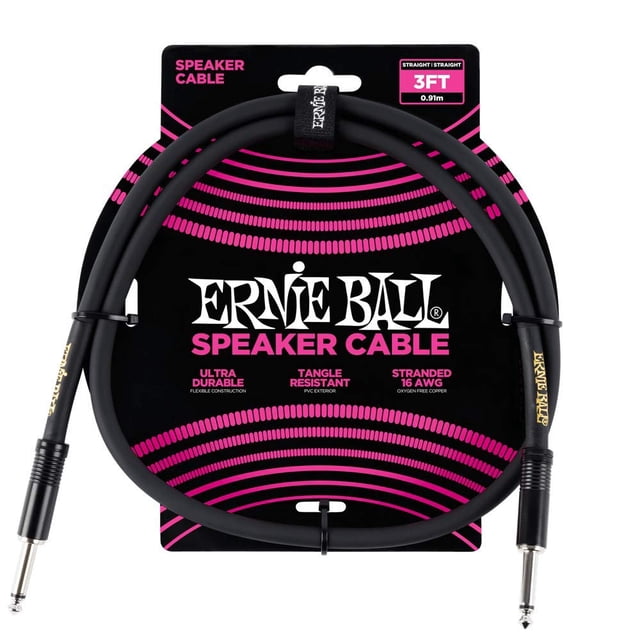 Cable de altavoz Ernie Ball recto/recto 90 cm negro