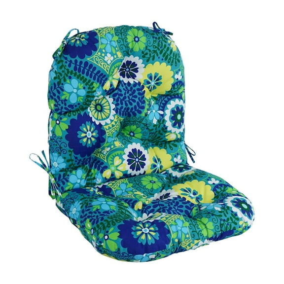 patterned outdoor spun polyester swivel rocker cushion, 48 x 24, luxury azure