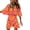 Orange, variant on Herrnalise Women’s Dresses Summer 2024 Sexy TrumpetHalf SleeveRuffleHem Irregular Printed V-Neck Waist MiniRuffle Dresses S-2XL