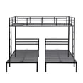 thumbnail image 3 of Metal Triple Bunk Bed, Full over Twin & Twin Bunk Bed Frame with Full-Length Guardrail and 2 Ladders, Bunk Bed with Under-Bed Space for Kids, Divided into 3 Separate Beds, No Box Spring Needed, Black, 3 of 7