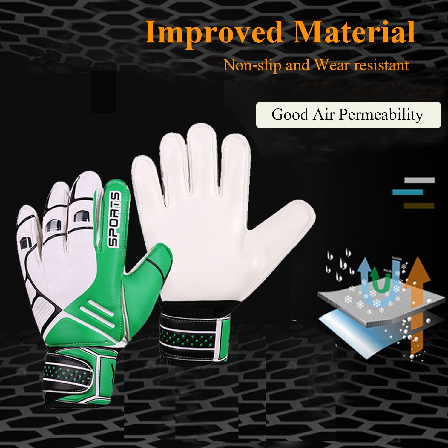 Football Goalkeeper Gloves for Youth and Adult, Finger Protection Equipment Football Costume Accessory, Anti-skid Wear-resistant Training Receiver Glove