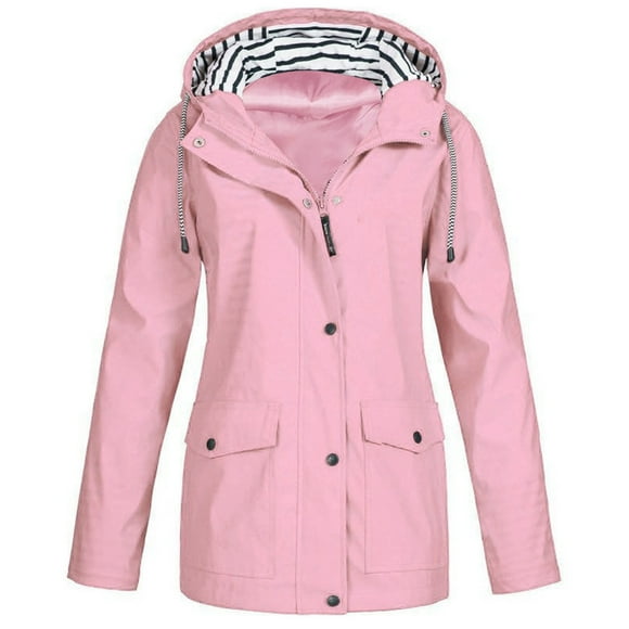 Qetyuw Imperméable pour Femmes Grande Taille, Veste à Capuche Imperméable à Manches Longues, Coupe-Vent à Fermeture Éclair Complète, Vestes Décontractées