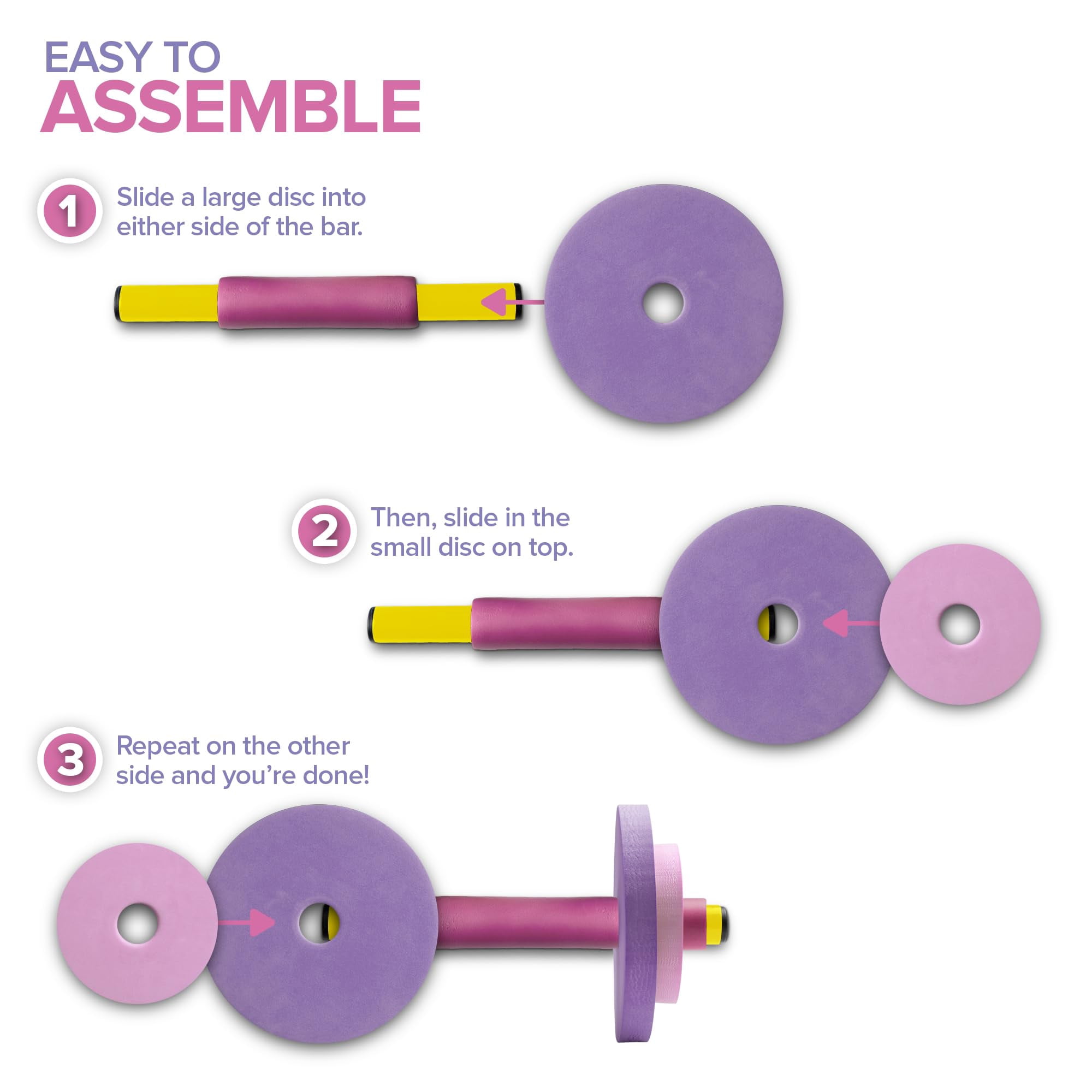 Modern Innovations Kids Weight Set (2 Pack) Toy Dumbbells, Baby Dumbbell Workout Weights, Fun Fitness and Exercise Equipment for Toddlers (Pink & Purple)