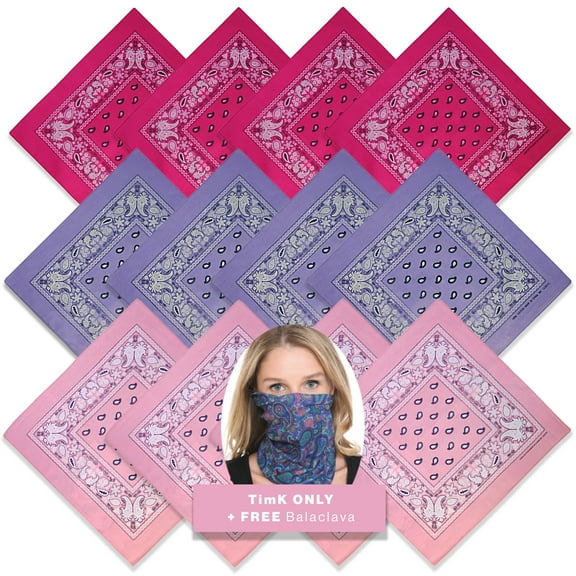 Basico 100% Cotton Head Wrap Bandanas 12 Pack