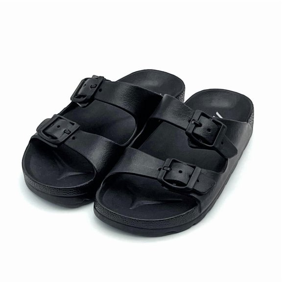 Boys Girls Double Buckle Slide Sandals, Non-Slip Cloud Slides for Kids, Soft Shower Beach Pool Indoor Summer Home House Toddler Pillow Slippers Shoes