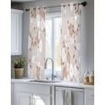 thumbnail image 5 of Brown White Floral Sheer Curtains 39 Inch Length 2 Panels Set for Living Room/Bedroom, Spring Botanical Leaves Farmhouse Kitchen Curtains Grommet Semi-Sheer Curtains Window Treatments 27.5"x39"x2, 5 of 7