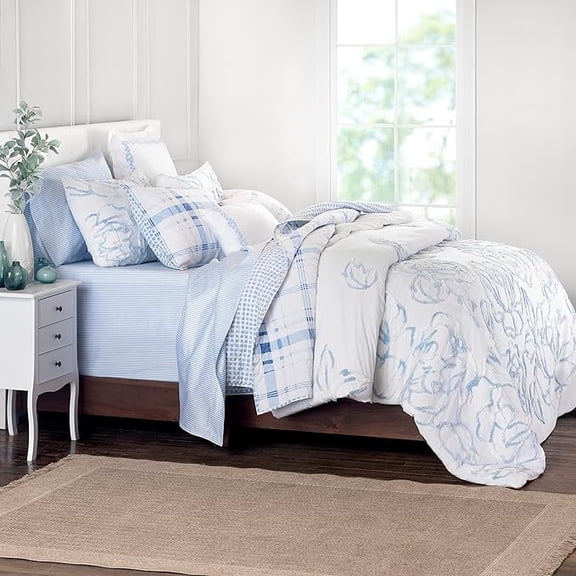 Martha Stewart Adrian 100% Cotton 3pc Duvet Set-1 Duvet, 2 Pillow Shams