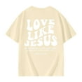 thumbnail image 5 of Boys Shirts Graphic Letter Print Short Sleeve Shirts Crewneck Pullover Tops Child Boys Beige T Shirts Girls Clothes Size 11-12 Years, 5 of 5