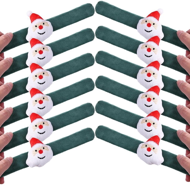 12 pulseras navideñas con bofetadas, pulseras navideñas con bofetadas, pulseras a presión para regalo de fiesta infantil