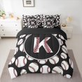 thumbnail image 3 of Homewish Baseball Initial Letter Twin Bedding Sets 7-Piece, Cartoon Monogrammed K Bedding Comforter Set, Kawaii Ball Print Reversible Sheet Sets, Lightweight Room Decor, 3 of 8