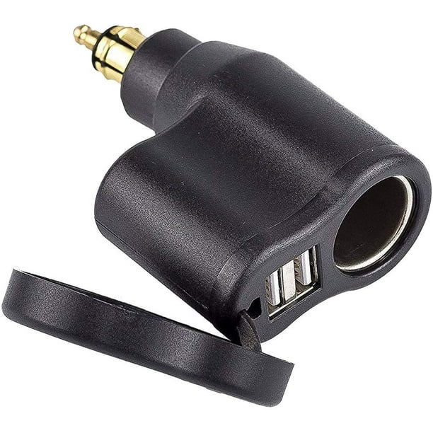 Din Hella Plug to Dual USB Charger 2.1A&1A + 12V Cigarette Lighter