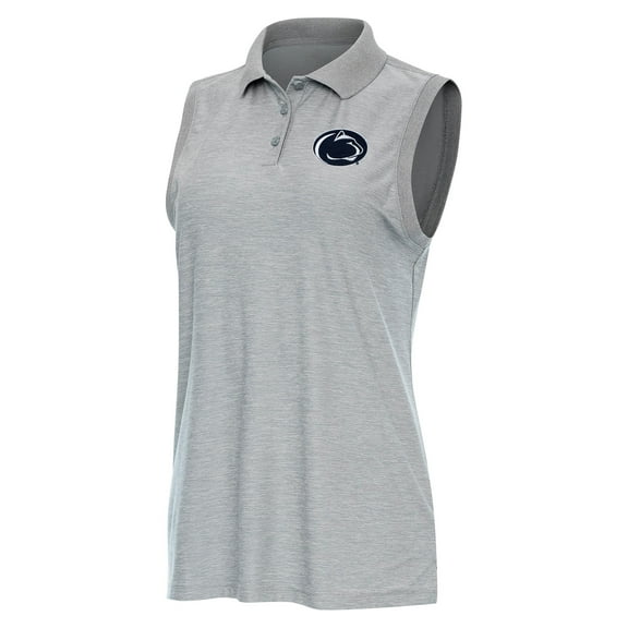 Women's Antigua Heather Gray Penn State Nittany Lions Recap Sleeveless Polo