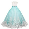 thumbnail image 2 of KONBECA Toddler Girls Princess Dress, Little Girls Party Wedding Dress, Lace Embroidery Bowknot Mesh Dress, Kids Pageant Flower Girl Sleeveless Dress, Birthday Gifts for Girls Blue (10-11 Years), 2 of 4