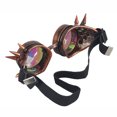 thumbnail image 3 of C.F.GOGGLE Rivet Kaleidoscope Rave Rainbow Crystal Lenses Steampunk Goggles, Black/ Copper/ Brass, 3 of 3