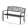 thumbnail image 3 of 50" Outdoor Metal Bench, Spacious Patio Bench for Backyard, Garden, or Porch Black Color, 3 of 9
