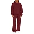 thumbnail image 4 of SZJXBUY Cute Sweatsuit for Women Oversized Fall 2 Piece Matching Sweat Sets Plus Size Hoodies & Baggy Wide Leg Pants Outfits Wine,XL, 4 of 8
