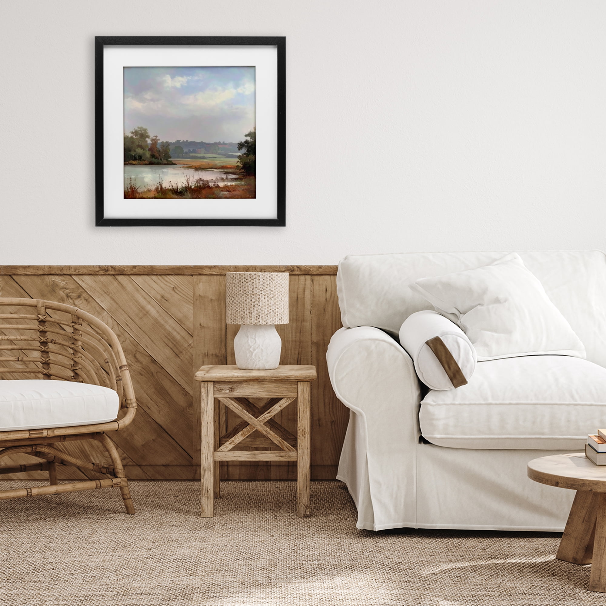 Stupell Industries Riverside Grove Scenery Black Framed Print Under Glass, design by Alonza Saunders