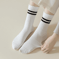 thumbnail image 2 of Sookeceks 6 Pairs Women Cotton Striped Crew Socks, Casual Warm Soft Calf Socks for Girls and Ladies Socks Size 5-9, 2 of 7