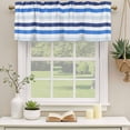 thumbnail image 3 of Blue Ombre Striped Valances for Windows, Decorative Rod Pocket Window Valance Curtains, Farmhouse Stripes Simple Art Short Curtain Drapes for Kitchen/Bathroom/Living Room, 2 Panels, 42" W x 18" L, 3 of 8