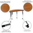 thumbnail image 4 of Flash Furniture Emmy 3 Piece Mobile 76" Oval Wave Flexible Oak Thermal Laminate Activity Table Set-Standard Height Adjustable Legs, 4 of 14