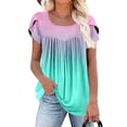 thumbnail image 1 of Fiudx Ofertas Flash Artículos En Oferta Camiseta Holgada de Manga Corta Plisada Estampada para Mujer, 1 of 4