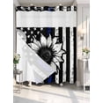 thumbnail image 2 of No Hook Shower Curtain with Snap-in Liner, American Flag Waterproof Fabric Bathroom Curtains, Farmhouse Sunflowers Shabby Chic Country Black Blue Bath Curtains & Mesh Top Window 72"x78" Long, 2 of 9