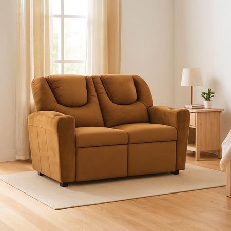Suri Kids Recliner Loveseat – Comfortable 2-Seater Kids Recliner with Dual Cup Holders, Footrests, Soft Microfiber, Stable Frame, Assembly