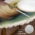 thumbnail image 4 of Mushroom Frogs Table Cloth, Round Fitted Tablecloths with Elastic Edge, Spring Floral Green Botanical Rustic Wipeable Waterproof Table Cover for Kitchen Wedding 45-54 Inches, 4 of 4