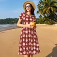 thumbnail image 4 of Xecao Mignon Cochon avec Pièces de Monnaie pour Femmes Été Robe Midi à Manches Courtes avec Poches Robe Décontractée T-Shirt Fluide Robe de Plage, 4 of 6