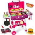 thumbnail image 1 of Set de juegos TooyBing para niños Play Kitchen Toys, parrilla para barbacoa, color rosa, de 3 a 5 años, 1 of 7