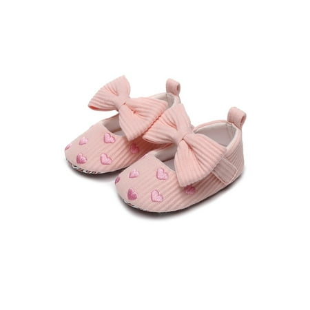 

Sanviglor Infant Dress Shoes Prewalker Flats Bowknot Mary Jane Wedding Cute Non Slip Princess Shoe Breathable First Walker Pink 4.5C