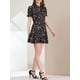 thumbnail image 5 of INSPIRE CHIC Vestido de Chifón con Volantes Florales y Lazo para Mujeres, Manga Corta Puff, Corte Ajustado y Amplio, XL Negro-Blanco, 5 of 7