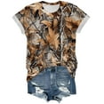 thumbnail image 7 of vigerkar Women's Camo Print Round Neck T Shirts Short Sleeve Tee Shirts | Camo Print, Fitted, Casual Tee Shirts (Khaki, L), 7 of 7