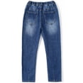 thumbnail image 2 of KIDSCOOL SPACE Little Girls Jeans, 5-14T Simple Design Boys Ribbed Waist Denim Pants,Mid Blue,4-5 Years, 2 of 6