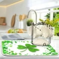 thumbnail image 4 of GZHJMY St. Patrick's Dish Drying Mat Green Vivid Clover Microfiber Absorbent Drying Pad Heat Resistant Kitchen Island Protector Seasonal Spring Irish Gift 16" × 18", 4 of 6