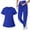 4# Royal Blue, variant on Women Scrub Sets Solid Medical Scrub Top and Pants Royal Blue S