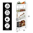 thumbnail image 3 of 4 Tier Slim Storage Cart, Mobile Shelving Unit Organizer - Rolling Utility Cart for Kitchen, Bathroom, Laundry - Plastic & Stainless Steel, White, 3 of 4