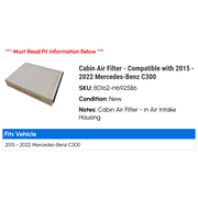 Cabin Air Filter - Compatible with 2015 - 2022 Mercedes-Benz C300 2016 2017 2018 2019 2020 2021