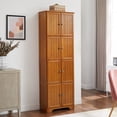 thumbnail image 2 of Leumius 72.4" Tall Storage Cabinet Tall Storage Cabinet with 8 Doors and 4 Shelves ,Bookshelf for Living Room, Kitchen, Dining Room, Office Oak, 2 of 9