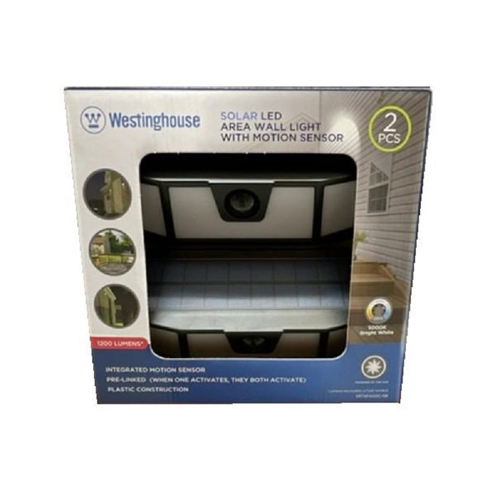 Westinghouse 1200 Lumen Solar Motion Lights (2 Pack) – Pre-Linked, Black