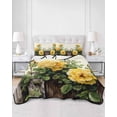 thumbnail image 2 of Quilts Twin-XL Size Bedding Set, Spring Floral Lightweight Quilted Comforter, Yellow Roses Leaves Country Botanical Farmhouse Soft Bedspread Coverlet with Pillow Covers for All Season, 68" x 98", 2 of 7