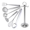thumbnail image 1 of Juego de utensilios 7 piezas de acero inoxidable con soporte, 1 of 5