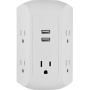 GE UltraPro 5-AC, 2-USB Side-Access Surge Protector, 560J, White  58297